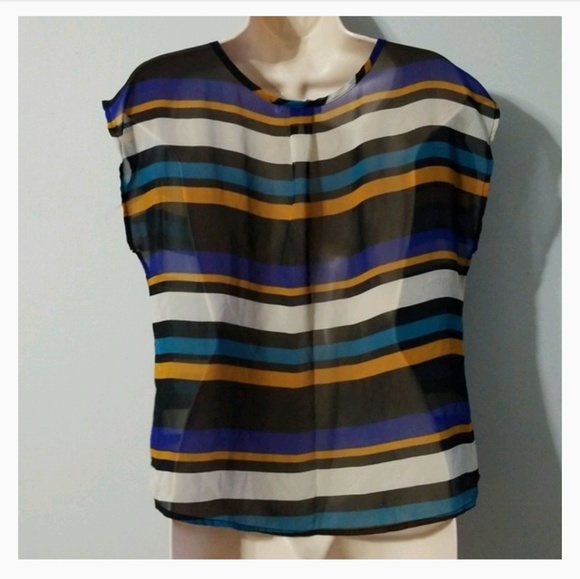 A'gaci women's large multi color shear blouse - Picture 8 of 8
